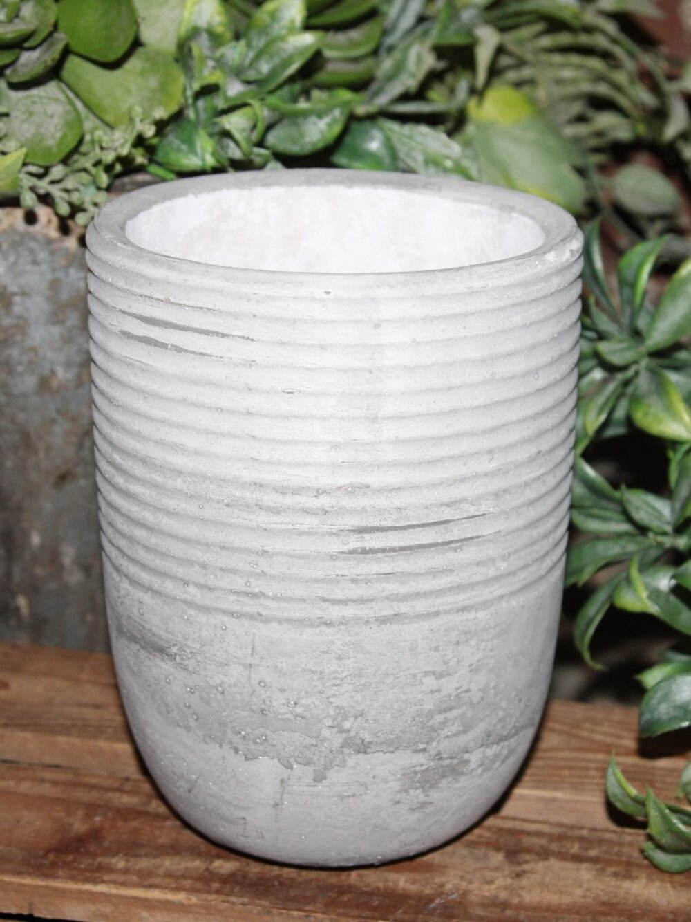 NEW Distressed Gray French Country Farmhouse Stone Planter Decor Pot Vessel Vase
